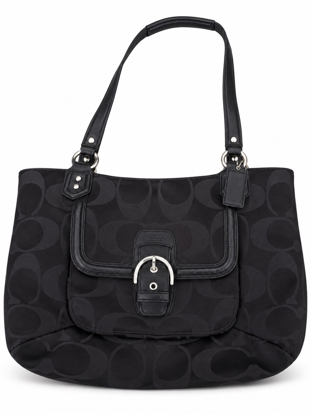 Coach Black Signature C Jacquard Buckle Shoulder Purse